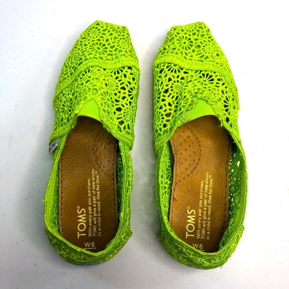 Toms Lace Lime Flats W6